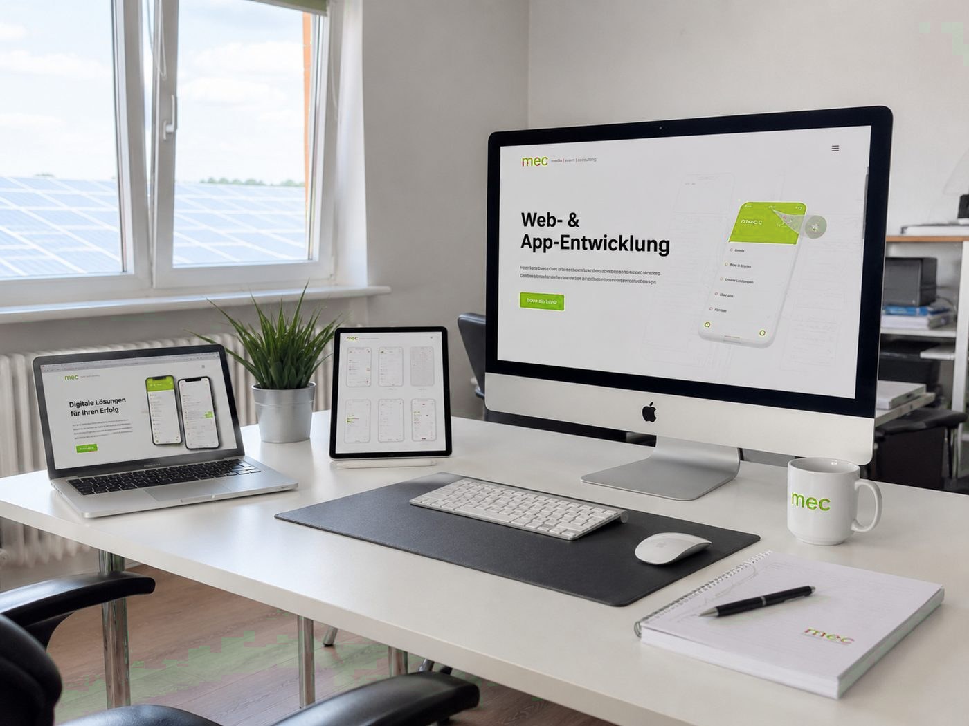 Website- und App-Mockups auf mehreren Geräten